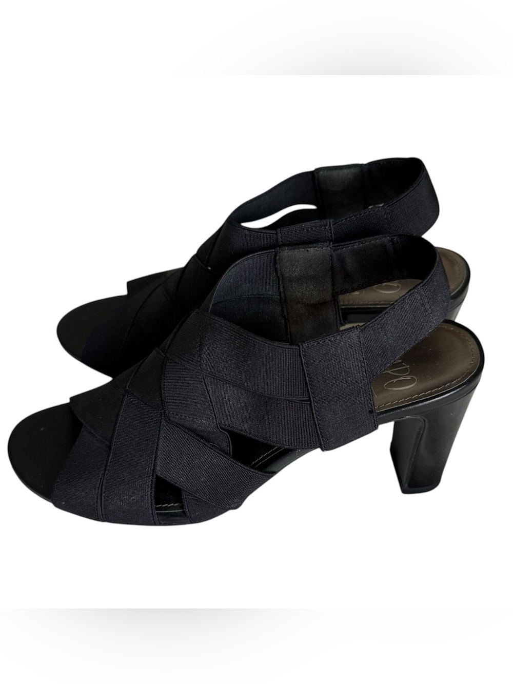 IMPO Verenice Black Stretch Strap Sandal Block Heel Size 7